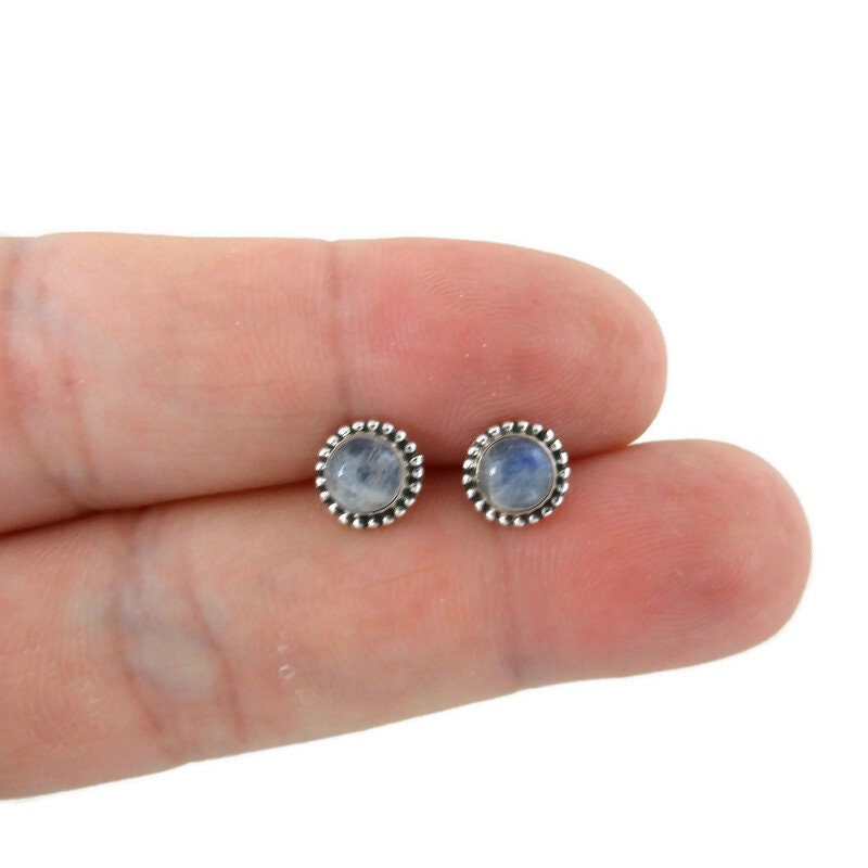 Moonstone Sunburst Earrings in Sterling Silver