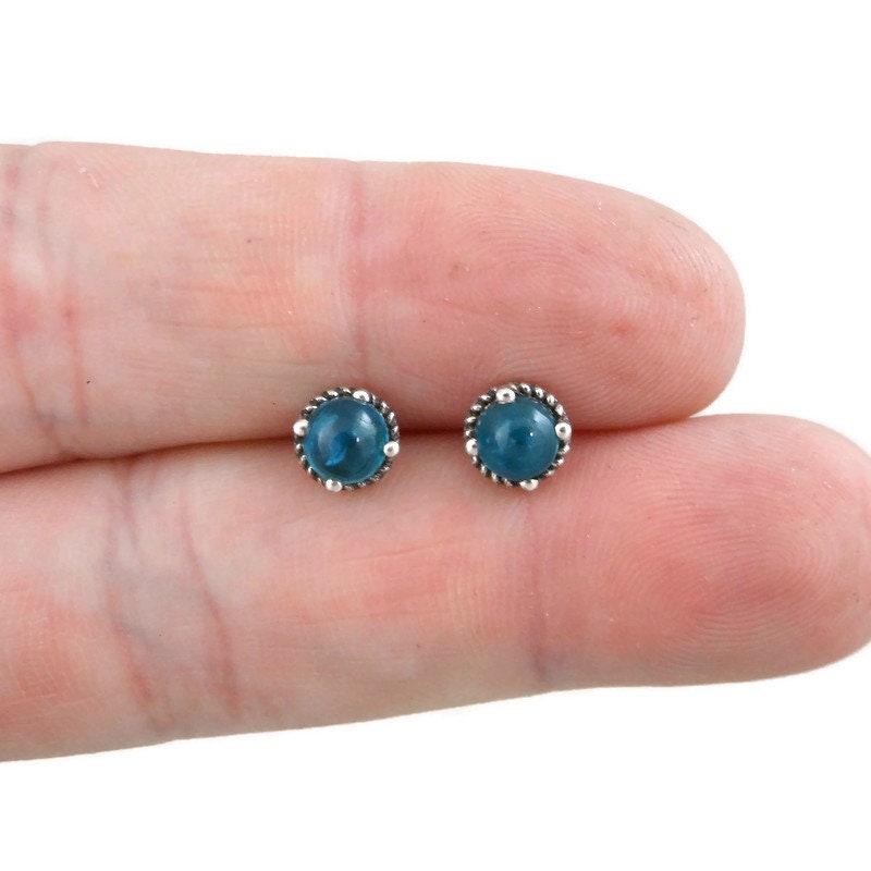 Blue Apatite Earrings in Sterling Silver