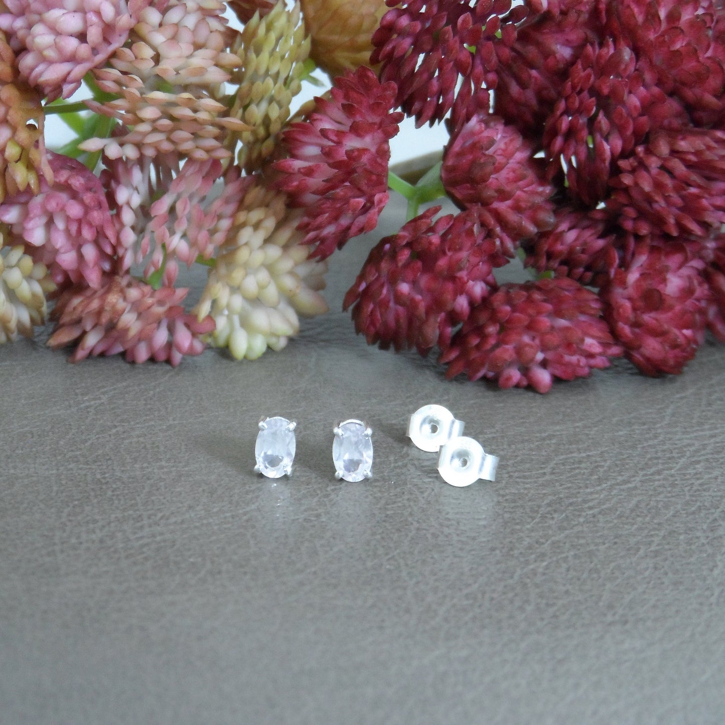 Oval Clear Topaz Sterling Silver Stud Earrings