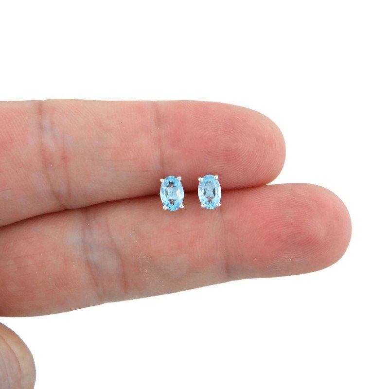 Aquamarine Oval Sterling Silver Earrings