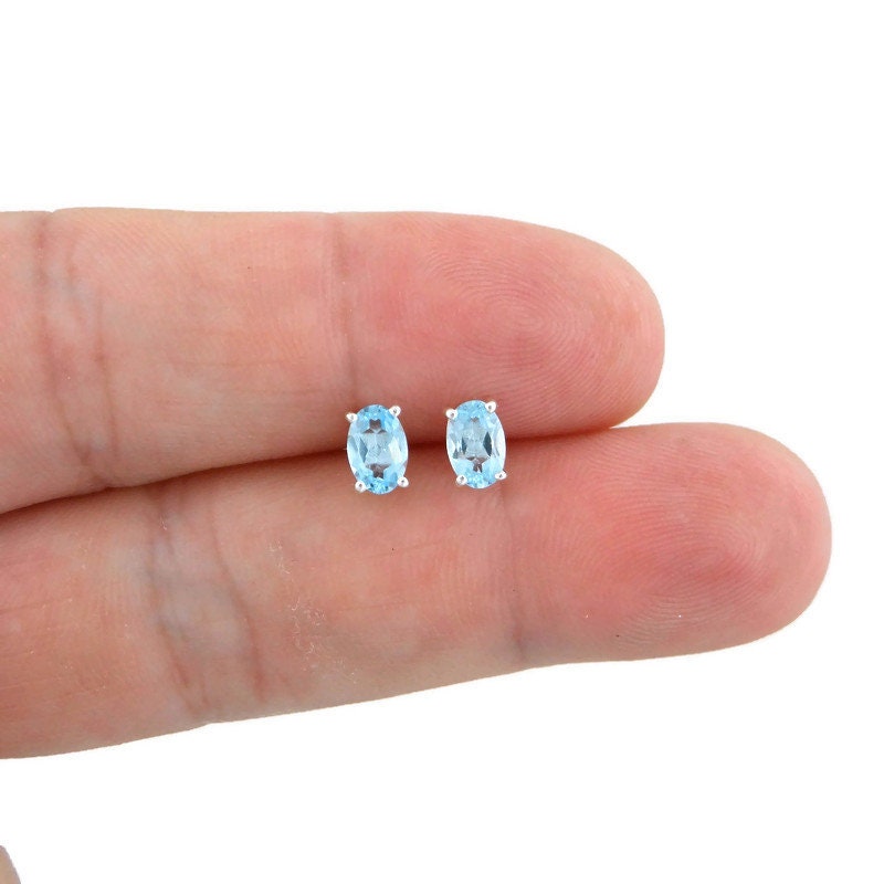 Aquamarine Oval Sterling Silver Earrings