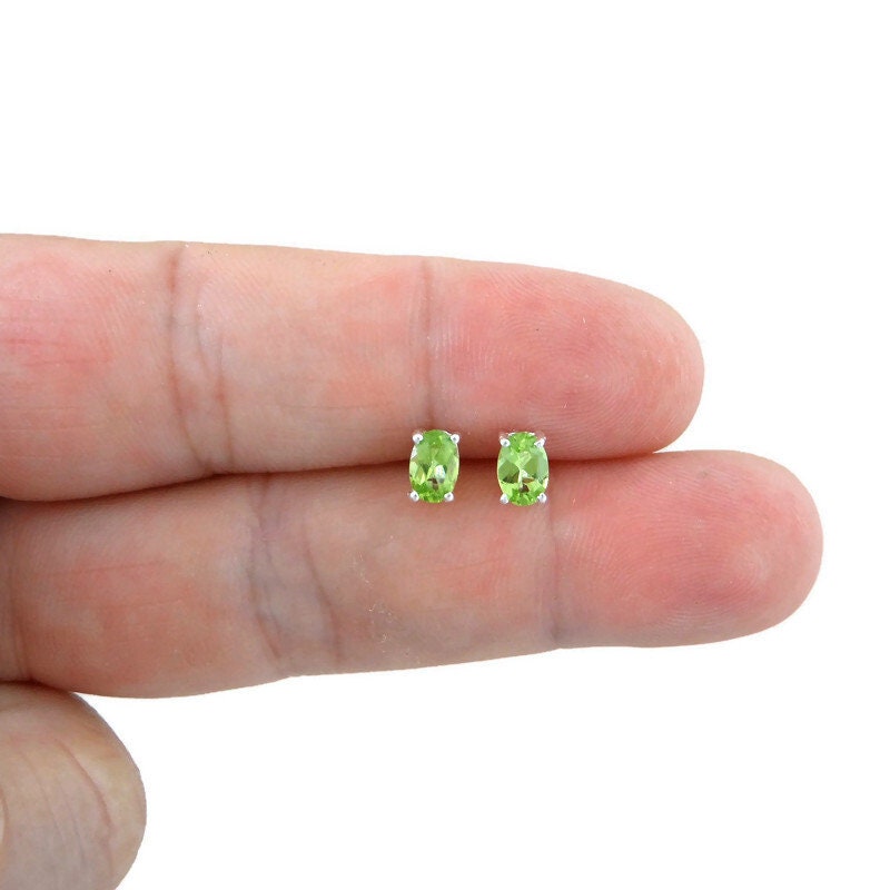 Peridot Oval Sterling Silver Earrings