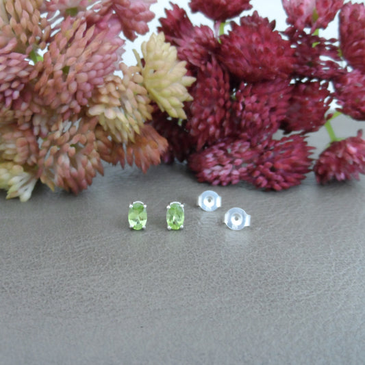 Peridot Oval Sterling Silver Earrings