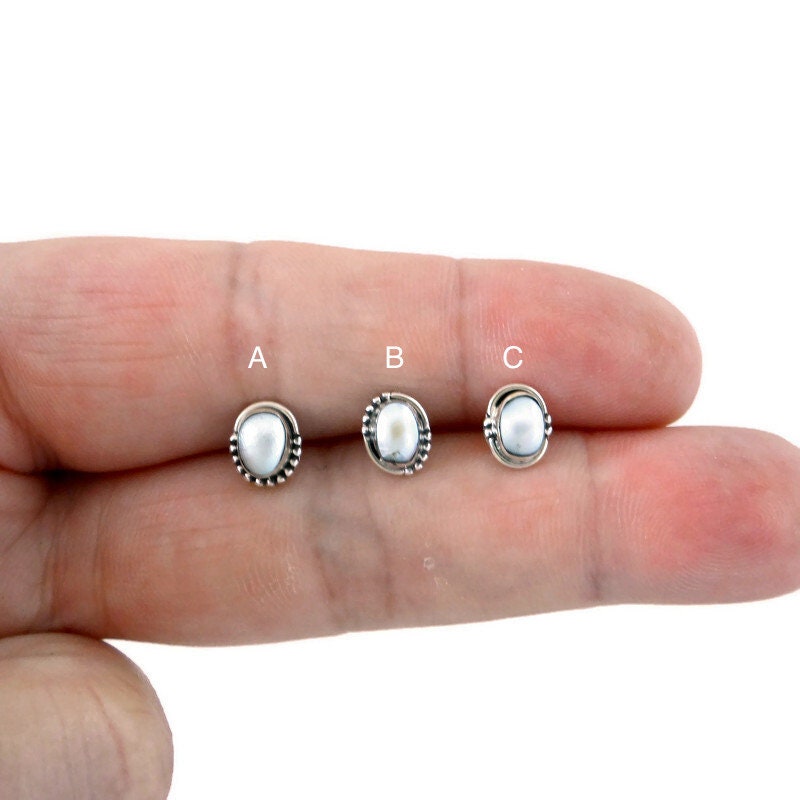 Pearl Oval Earrings in Sterling Silver