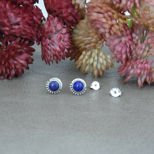 Lapis Lazuli Sunburst Earrings in Sterling Silver