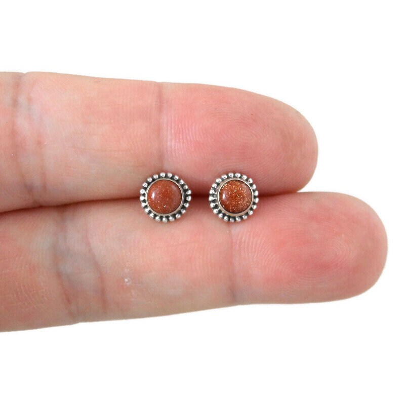 Goldstone Sunburst Earrings in Sterling Silver