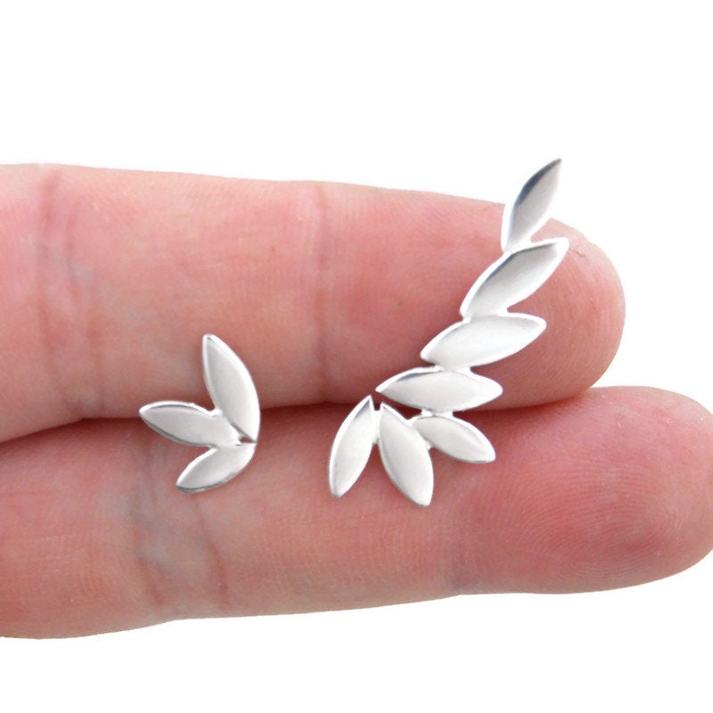 Leaf Earrings in Sterling Silver