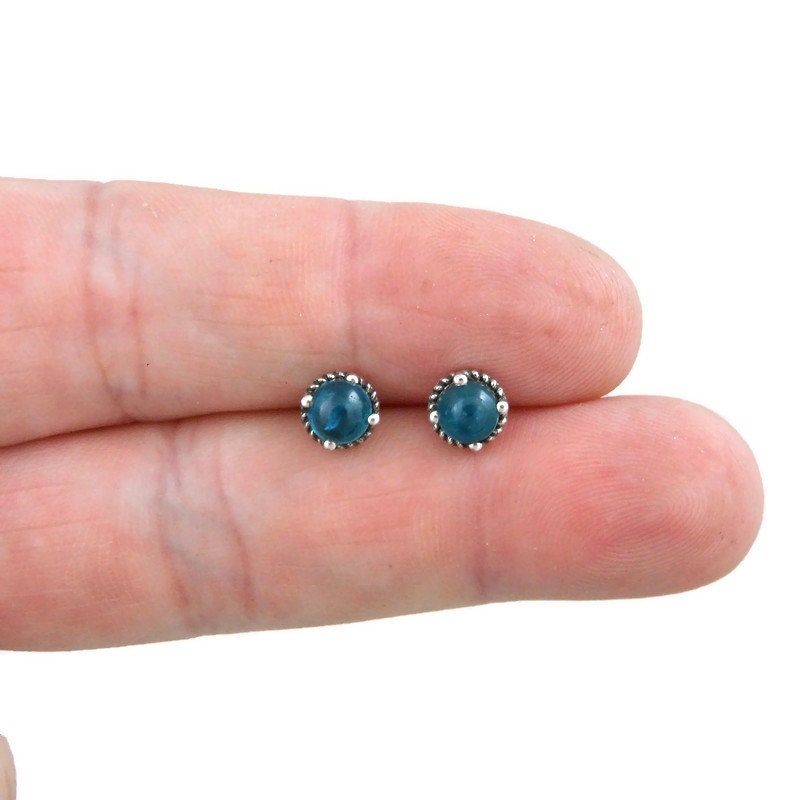 Blue Apatite Earrings in Sterling Silver