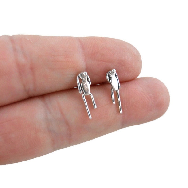 Zombie Earrings in Sterling Silver, Zombie Earrings, Halloween Earrings, Zombie Studs, Halloween Jewelry, Monster Earrings