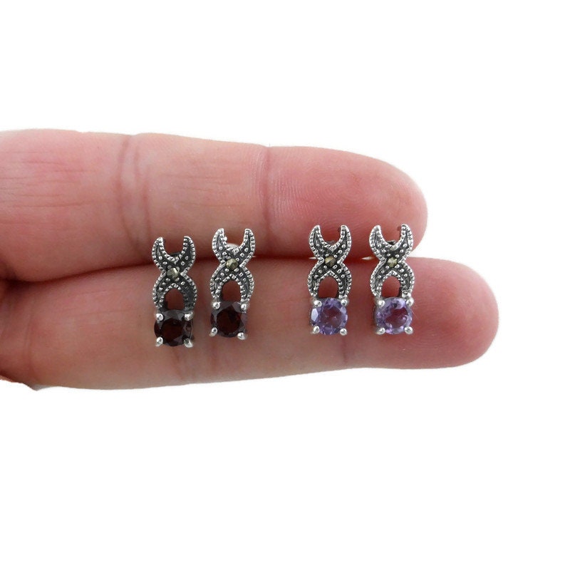 Marcasite X Dangle Earrings in Sterling Silver