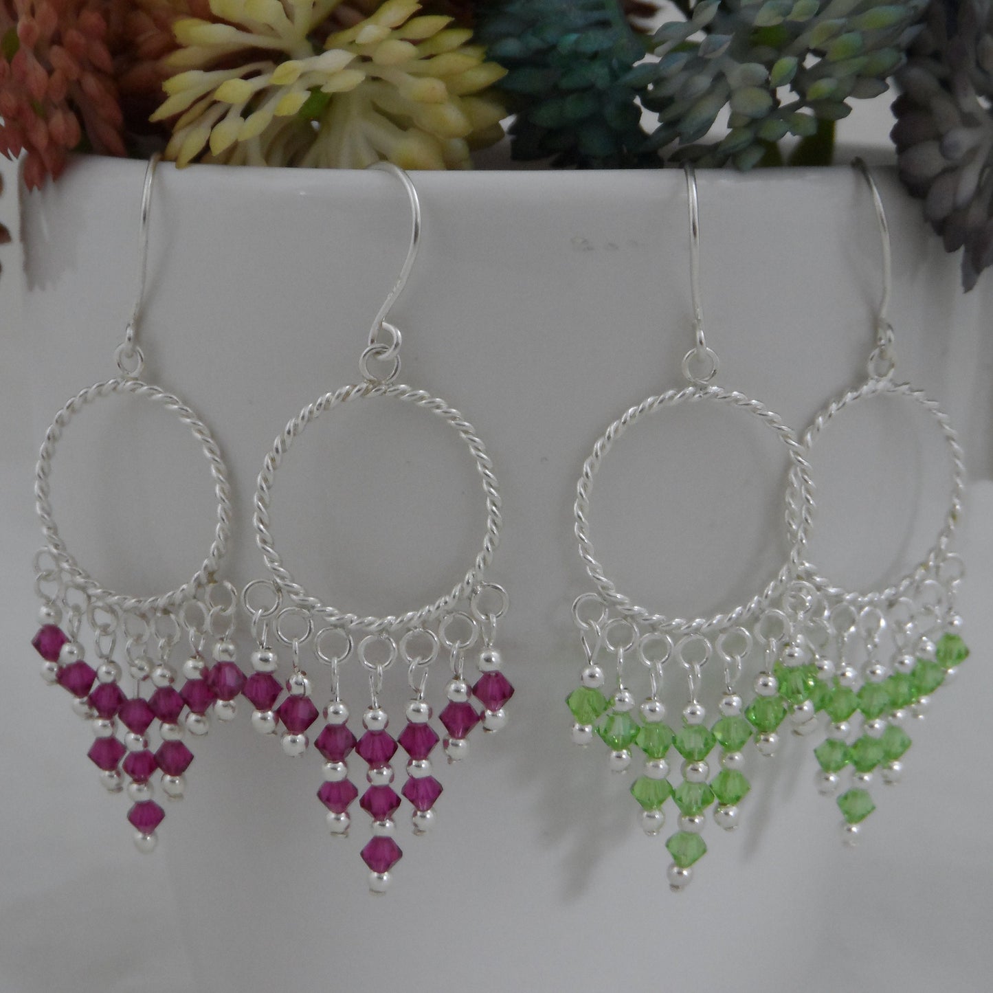 Crystal Chandelier Earrings in Sterling Silver