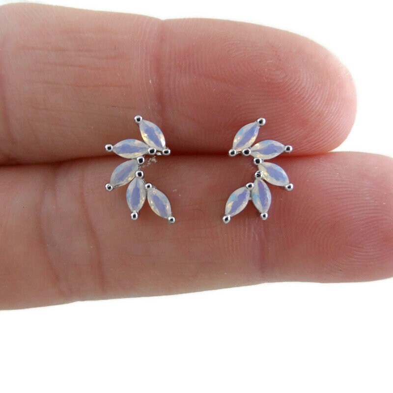 Opalite Leaf Earrings in Sterling Silverr