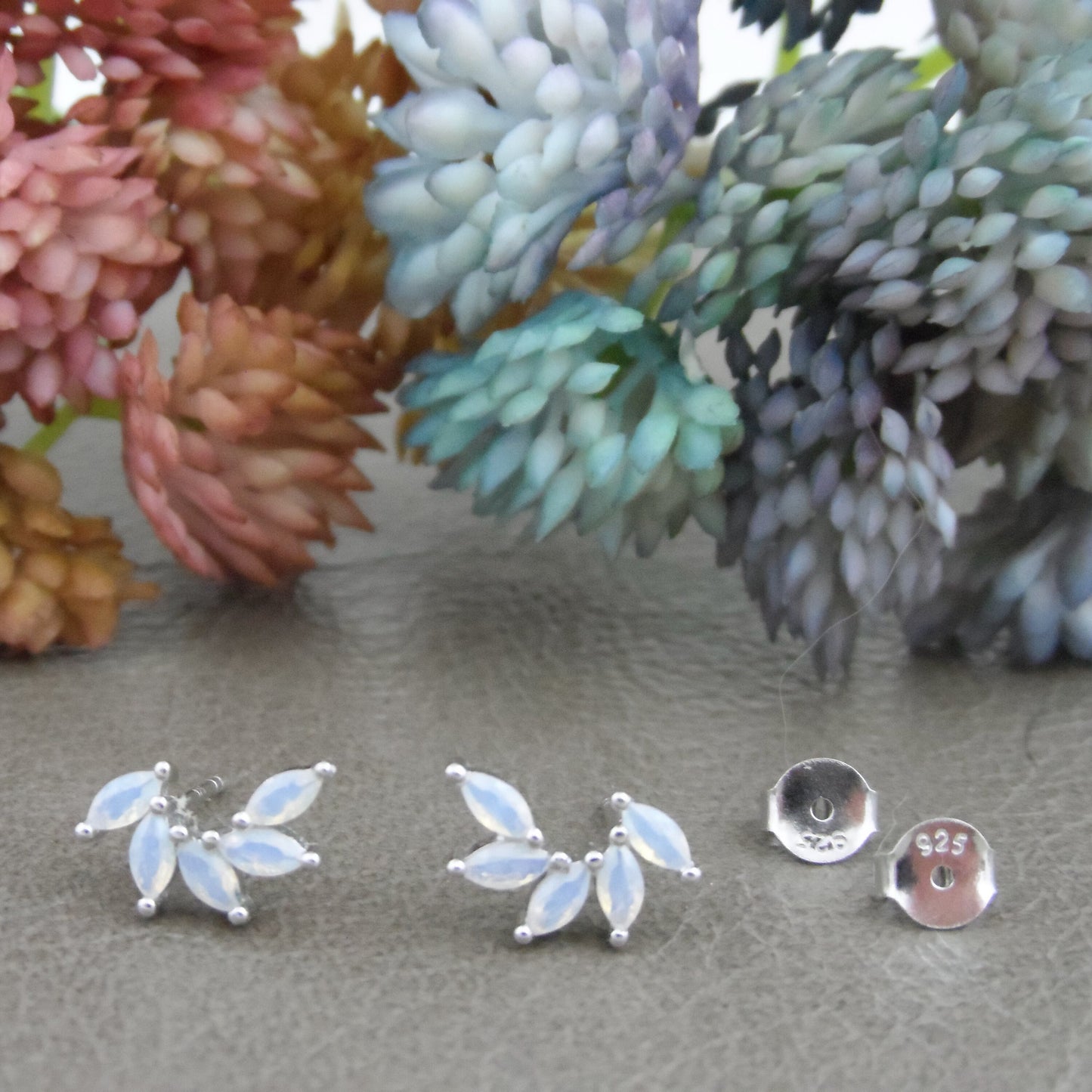 Opalite Leaf Earrings in Sterling Silverr