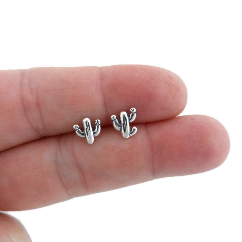 Nopal Cactus Earrings in Sterling Silver