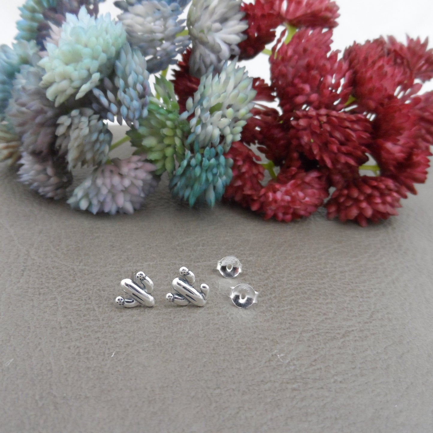 Nopal Cactus Earrings in Sterling Silver