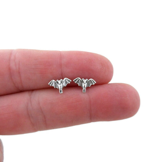 Tiny Bat Earrings in Sterling Silver, Bat Earrings, Bat Studs, Silver Studs, Tiny Bat, Small Studs, Dainty Earrings