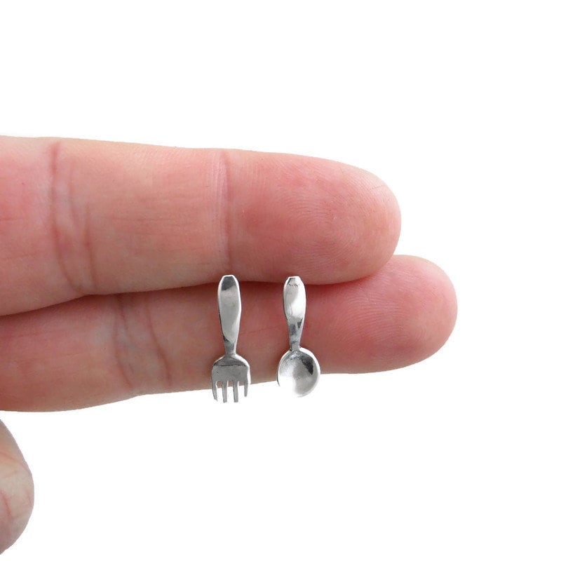 Fork & Spoon Earrings in Sterling Silver