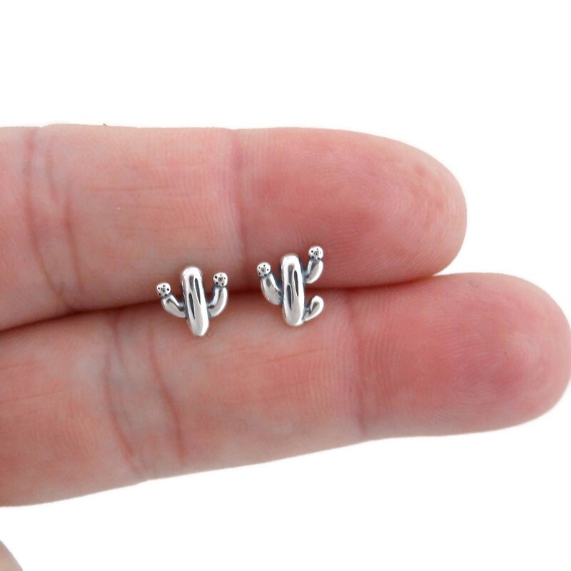 Nopal Cactus Earrings in Sterling Silver