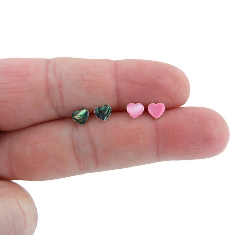 Heart Earrings in Sterling Silver-Abalone/Shell