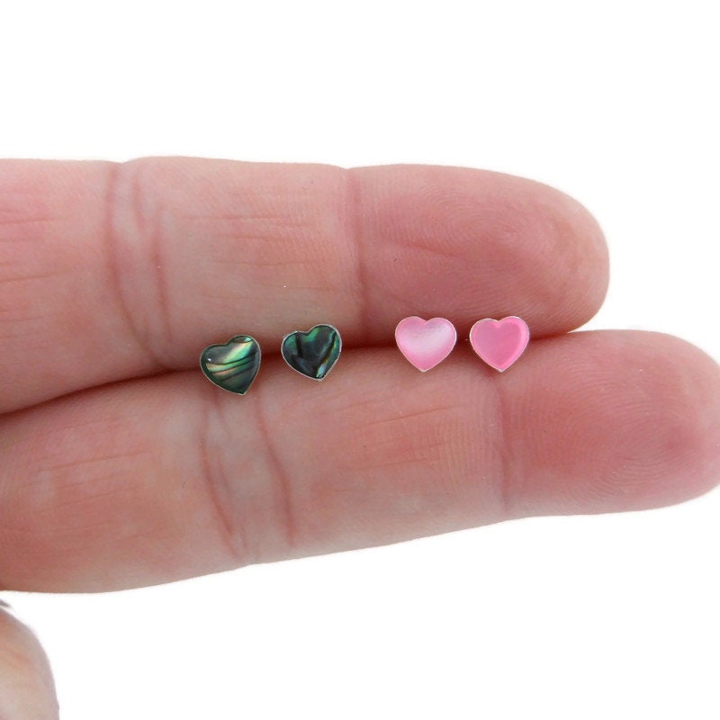 Heart Earrings in Sterling Silver-Abalone/Shell