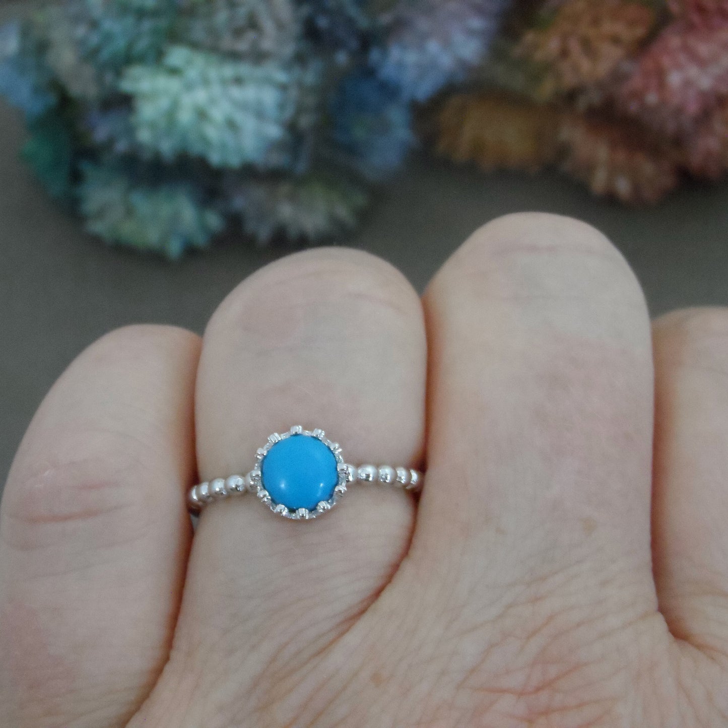 Turquoise Sterling Silver Ring, Turquoise Sterling Silver Ring, Gemstone Ring, Stacking Ring, Dainty Ring, Turquoise Jewelry,