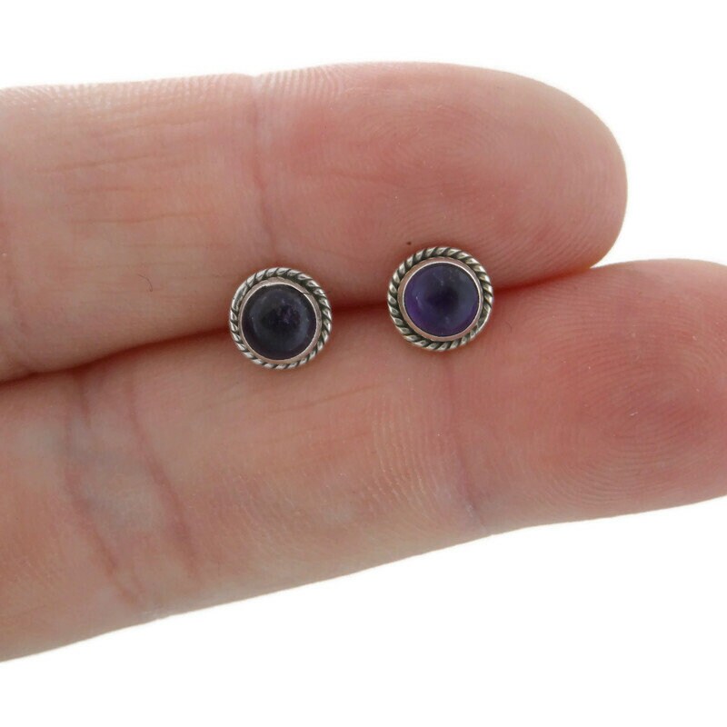 Amethyst Sunburst Earrings in Sterling Silver