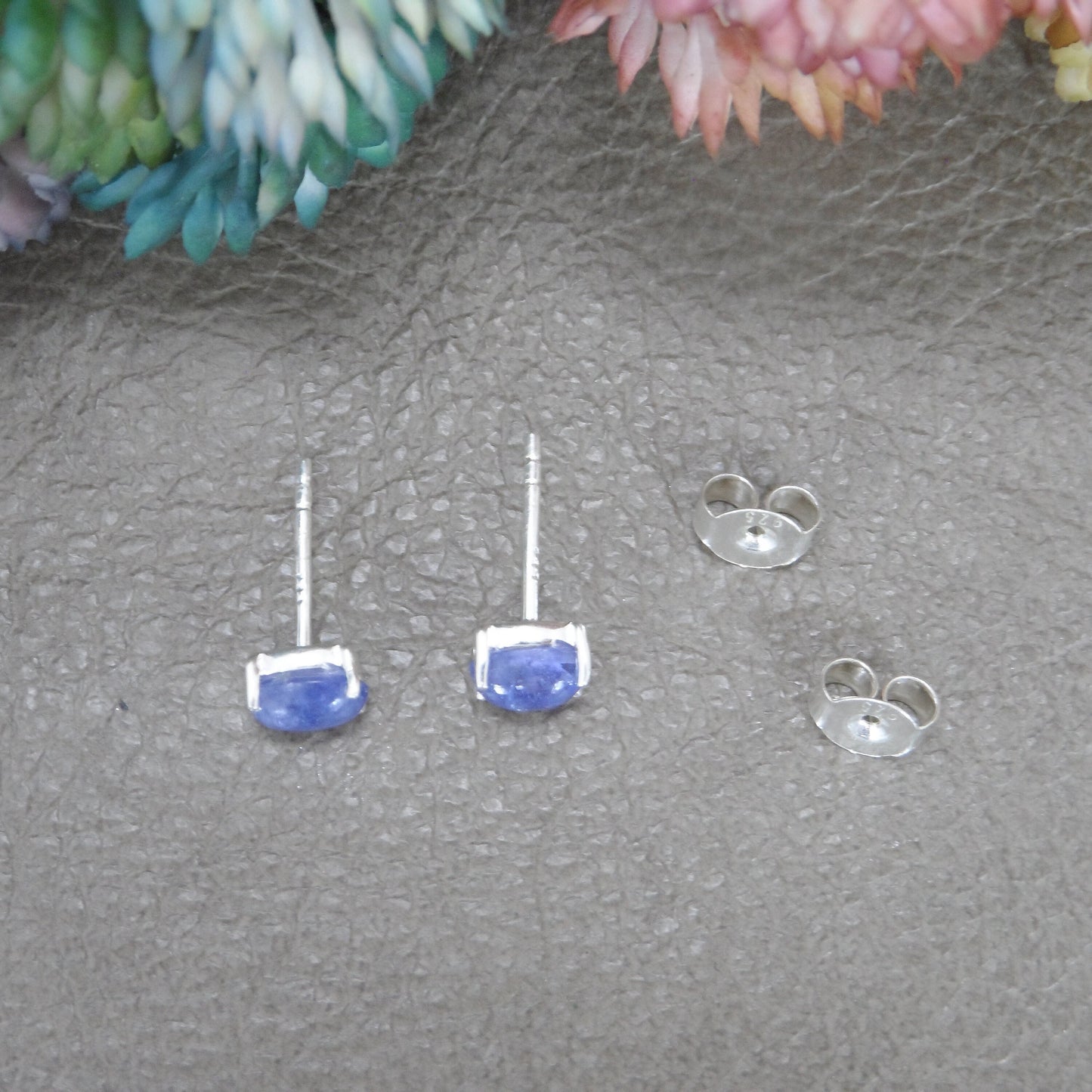 Tanzanite Earrings in Sterling Silver, Genuine Tanzanite Earrings, Purple Gemstone Studs, Gift for Her,  Dainty Earrings, Girls Earrings