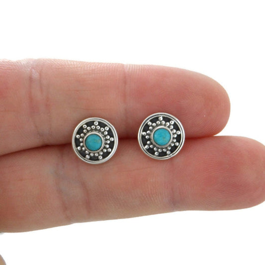 Turquoise Earrings in Sterling Silver, Turquoise Earrings, Minimalist Earrings, Western Earrings, Southwest Jewelry,  Gift for Her