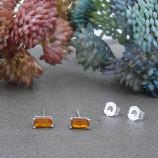 Orange Kyanite Earrings in Sterling Silver