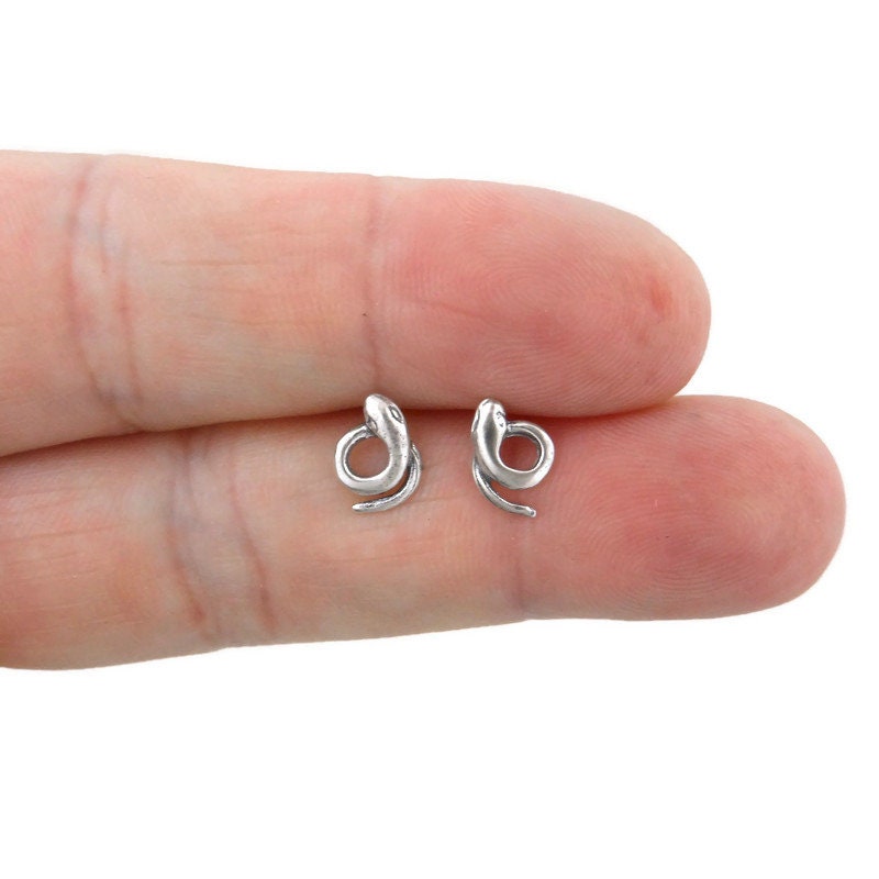 Tiny Snake Earrings in Sterling Silver, Snake Studs, Coiled Snake Earrings, Tiny Studs, Sterling Silver Earrings, Snake Earrings