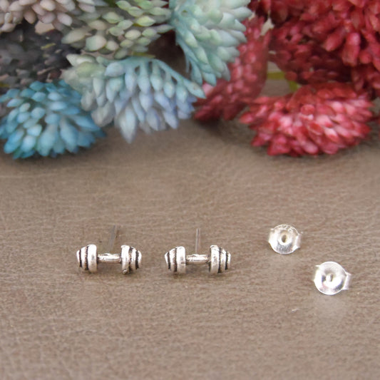 Barbell Earrings in Sterling Silver