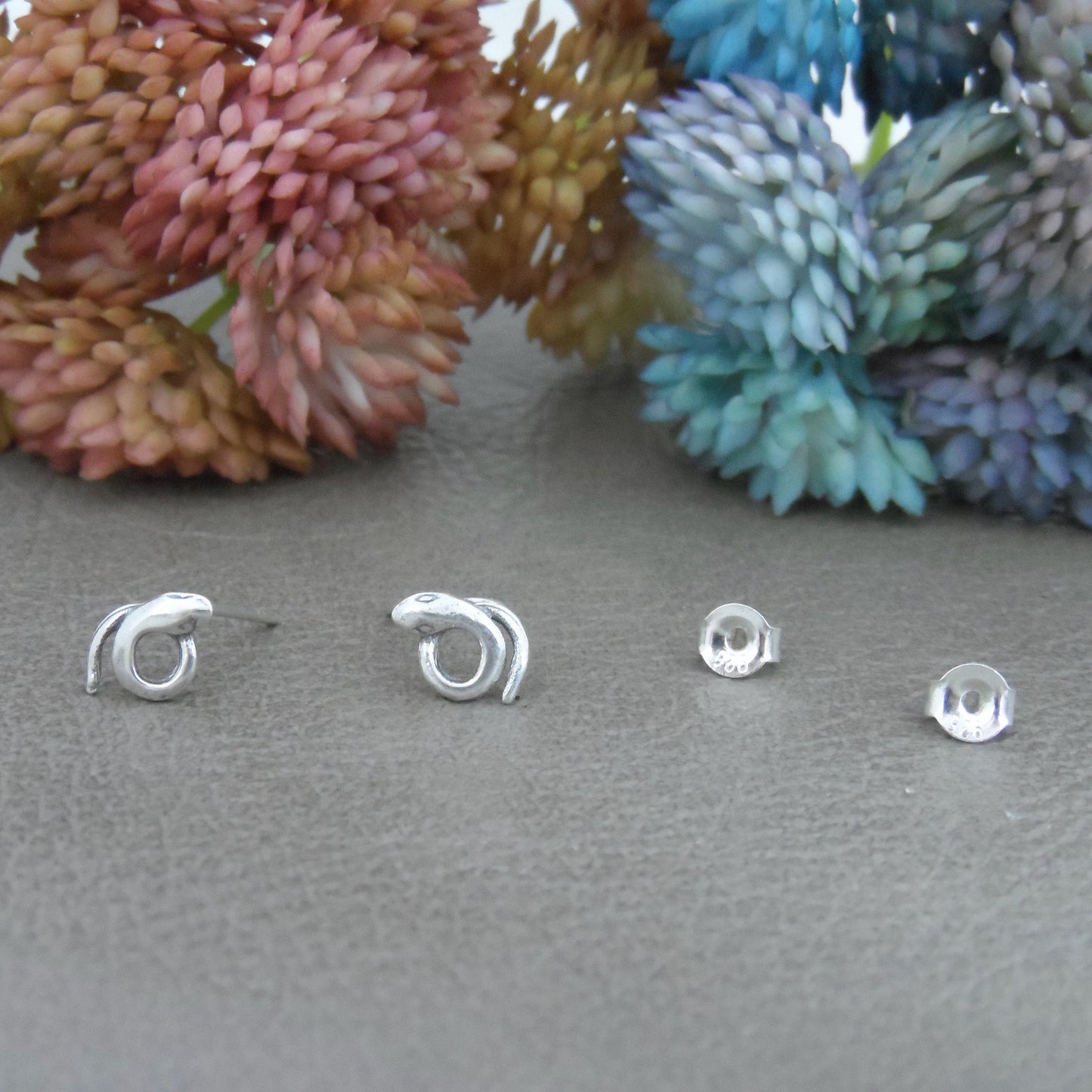 Tiny Snake Earrings in Sterling Silver, Snake Studs, Coiled Snake Earrings, Tiny Studs, Sterling Silver Earrings, Snake Earrings