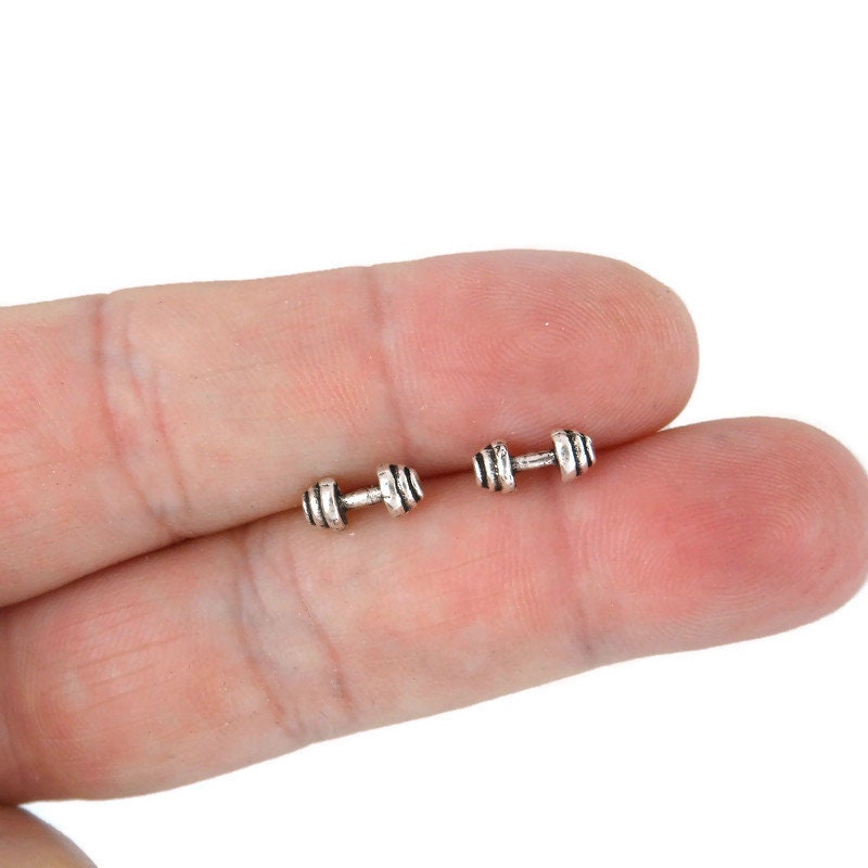 Barbell Earrings in Sterling Silver