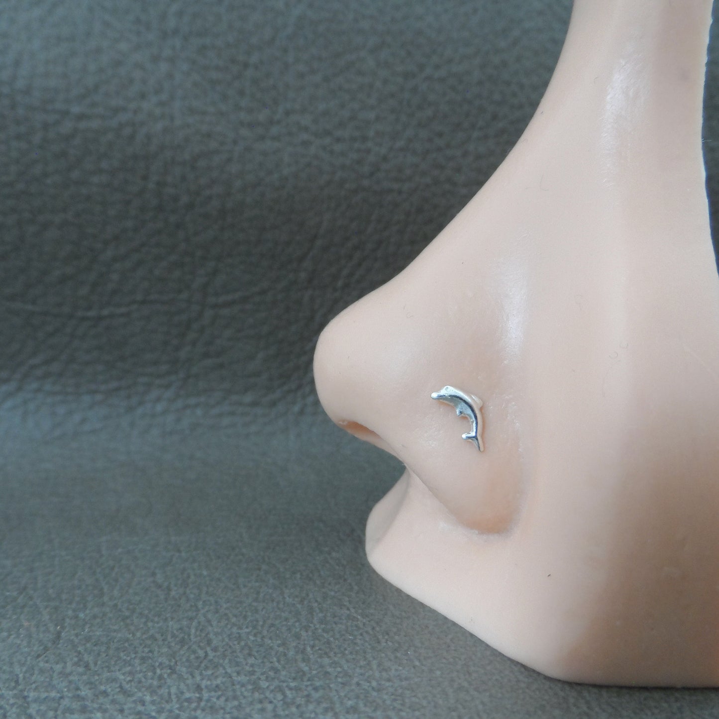 Tiny Dolphin Nose Stud in Sterling Silver, Dolphin Nose Stud, Silver Fish Nose Stud, Fish Nose Stud, Tiny Nose Stud, Fish Body Jewelry