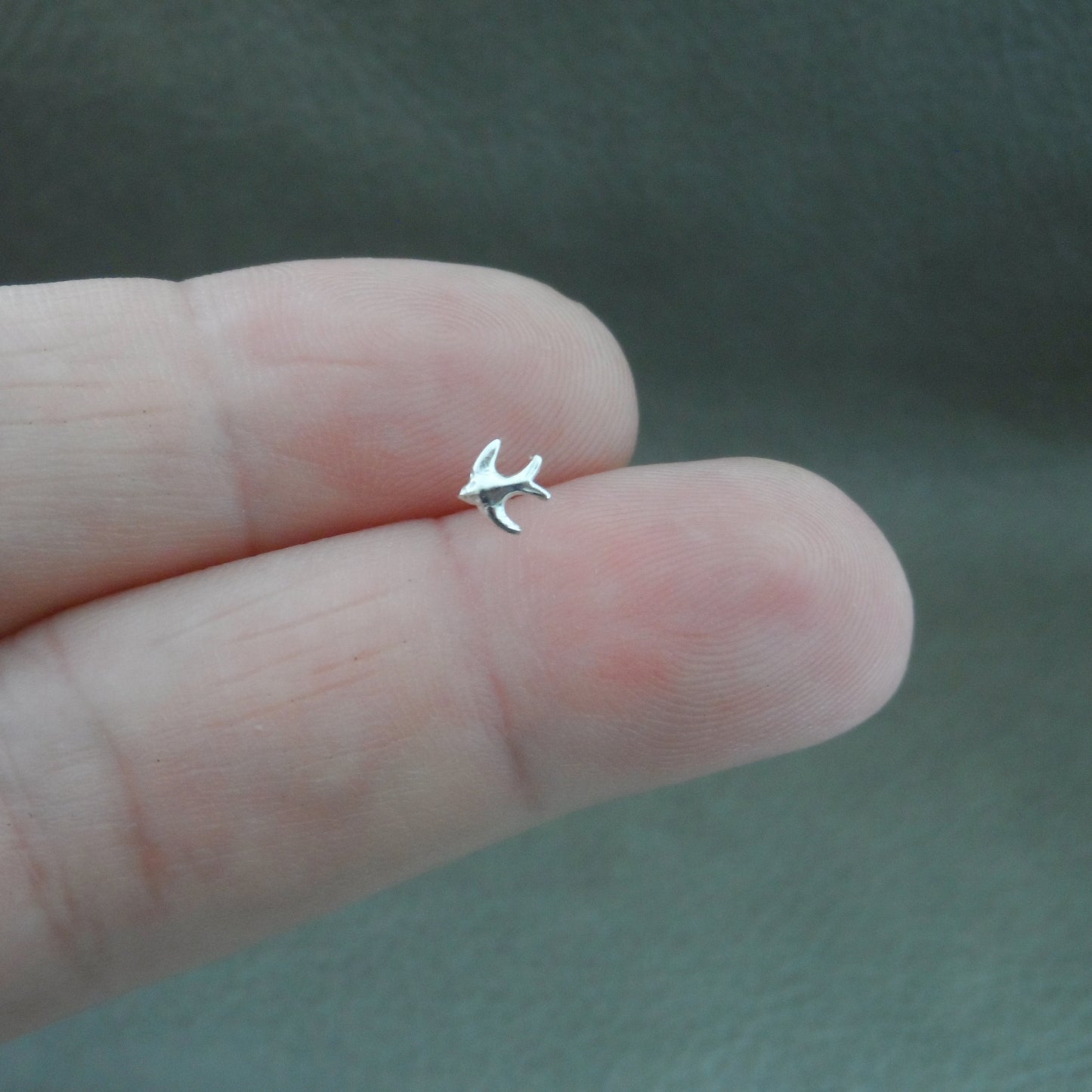 Tiny Bird Nose Stud in Sterling Silver, Swallow Nose Stud, Bird Nose Stud, Silver Nose Stud, Tiny Nose Stud, Body Piercing