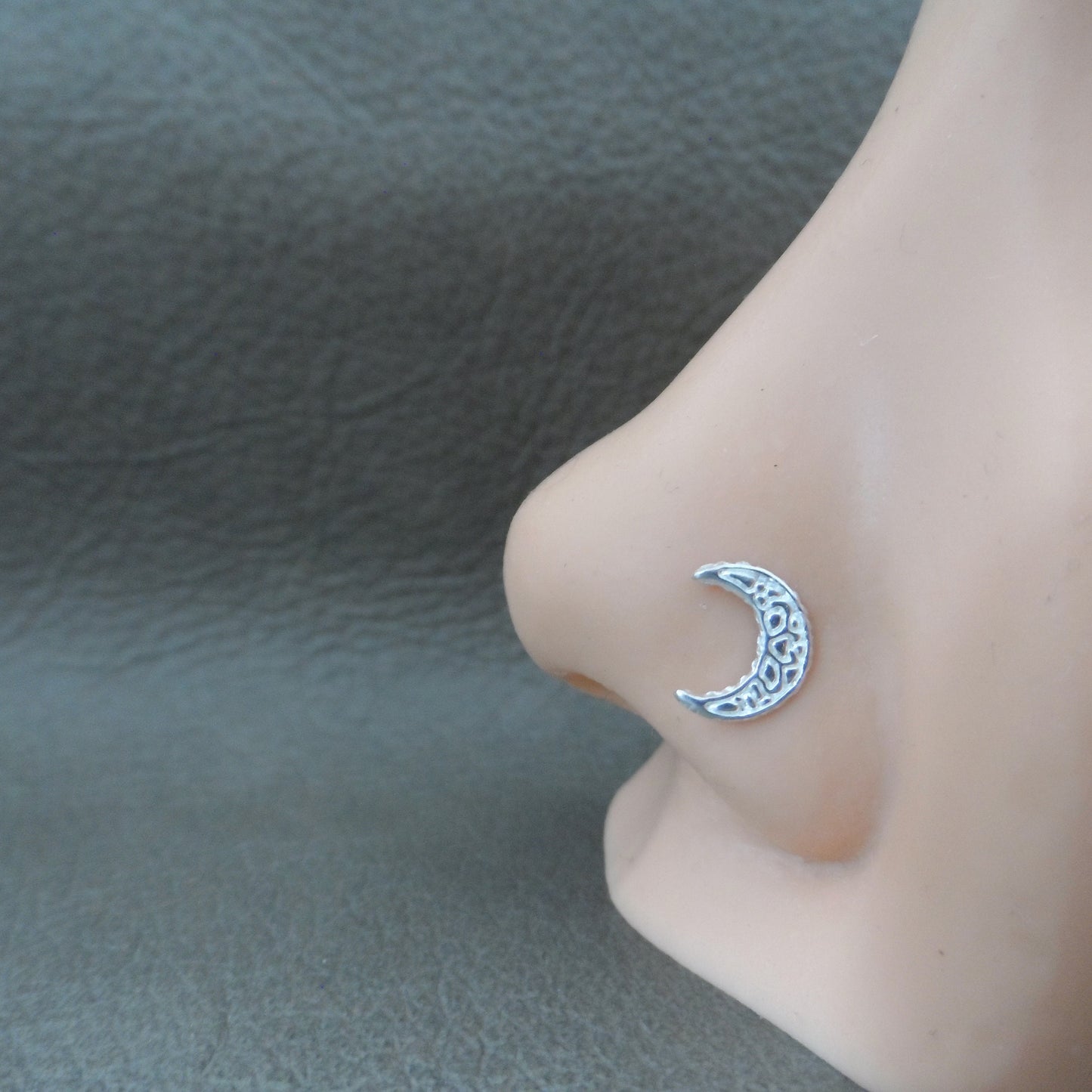 Crescent Moon Nose Stud in Sterling Silver