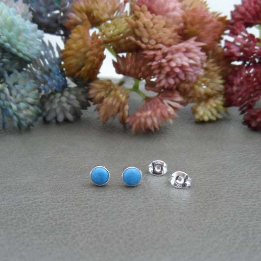 Denim Lapis Stud Earrings in Sterling Silver