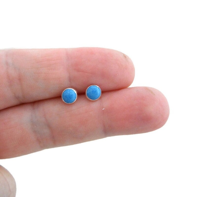 Denim Lapis Stud Earrings in Sterling Silver