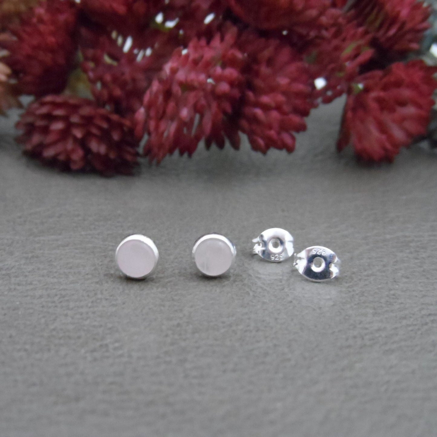 Rose Quartz Stud Earrings-5mm