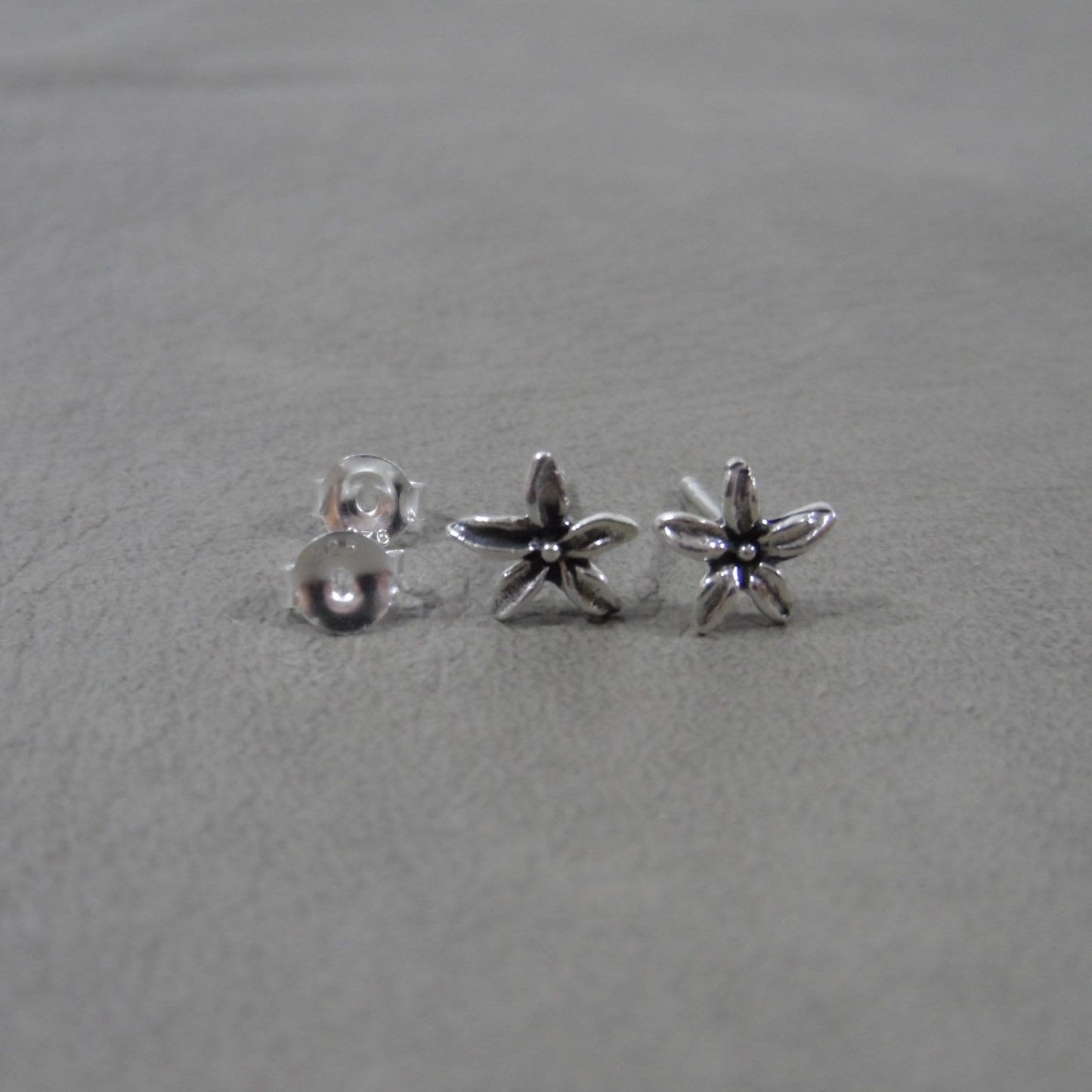 Orchid Flower Sterling Silver Stud Earrings