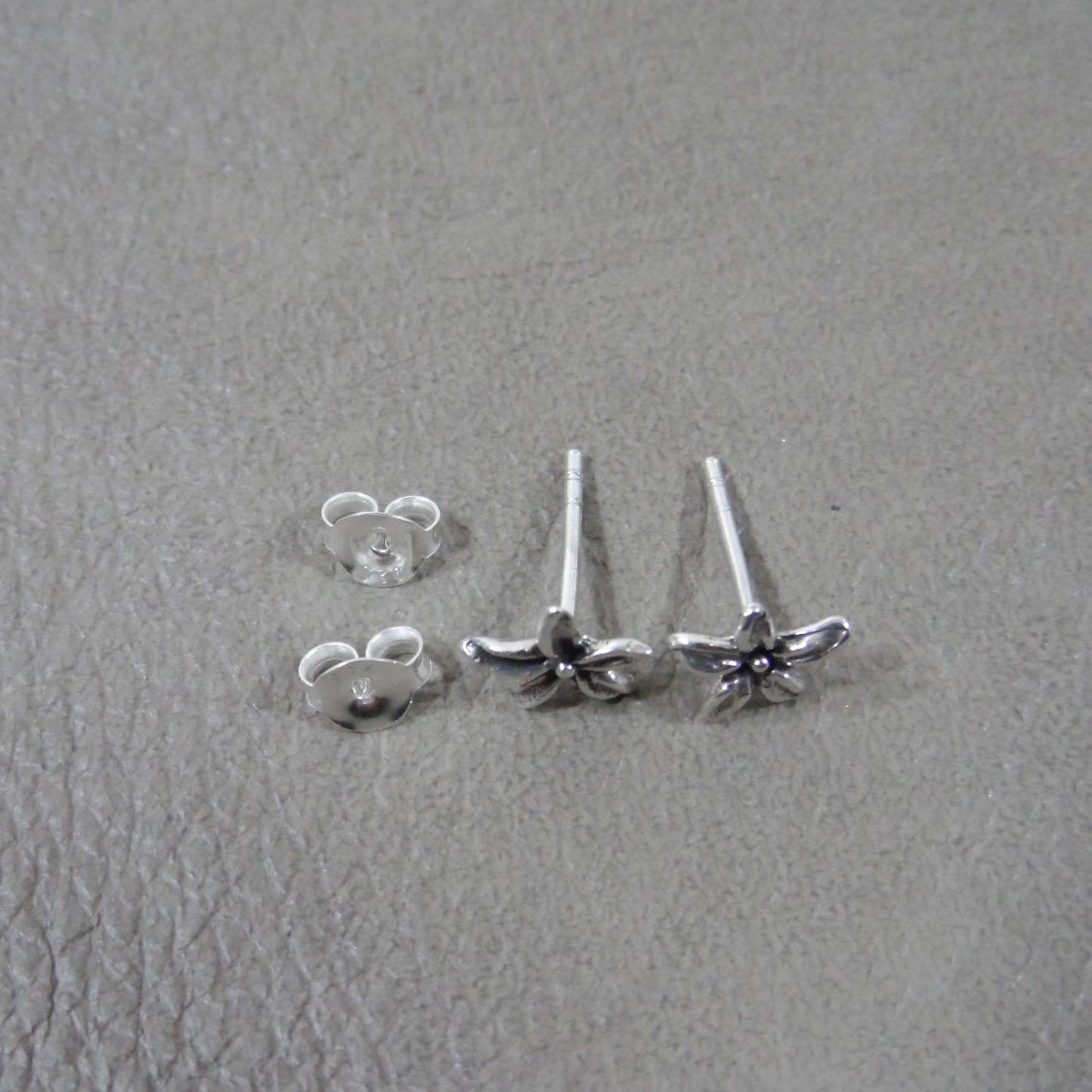 Orchid Flower Sterling Silver Stud Earrings