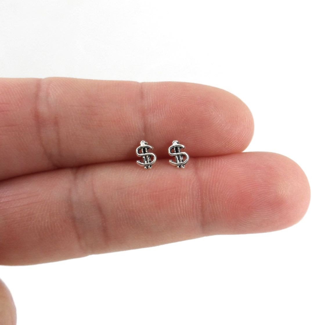 Dollar Sign Earrings in Sterling Silver