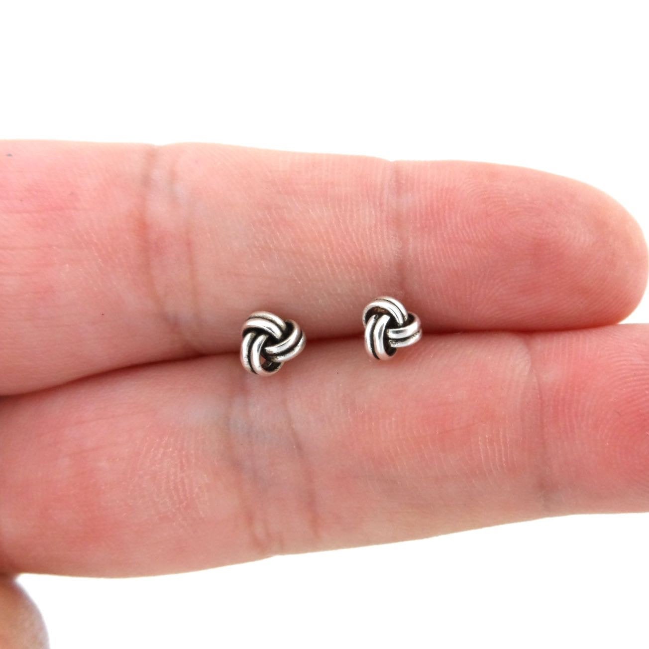 Knot Stud Earrings in Sterling Silver