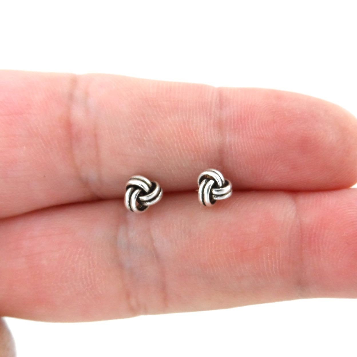 Knot Stud Earrings in Sterling Silver