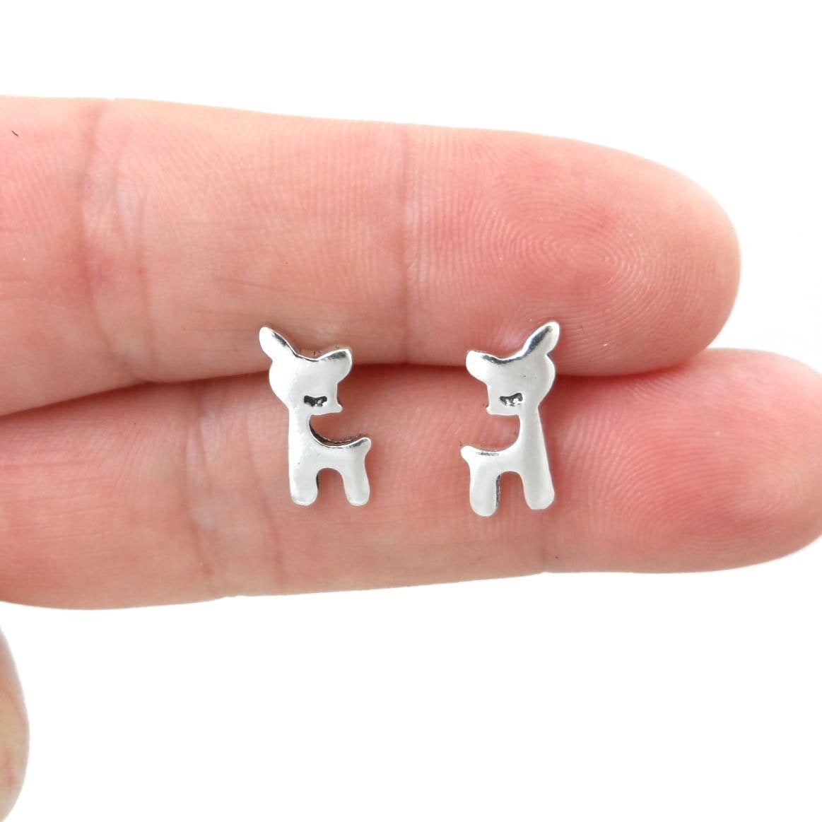 Deer Earrings in Sterling Silver