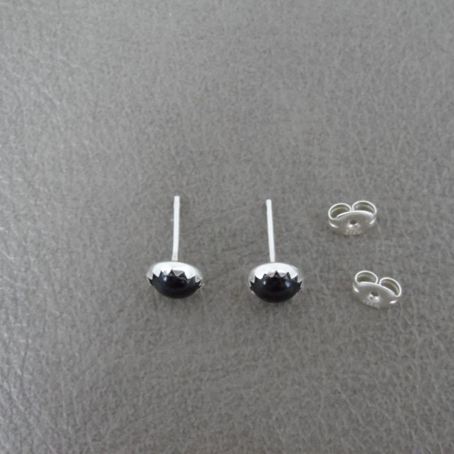 Black Onyx Studs in Sterling Silver-6mm