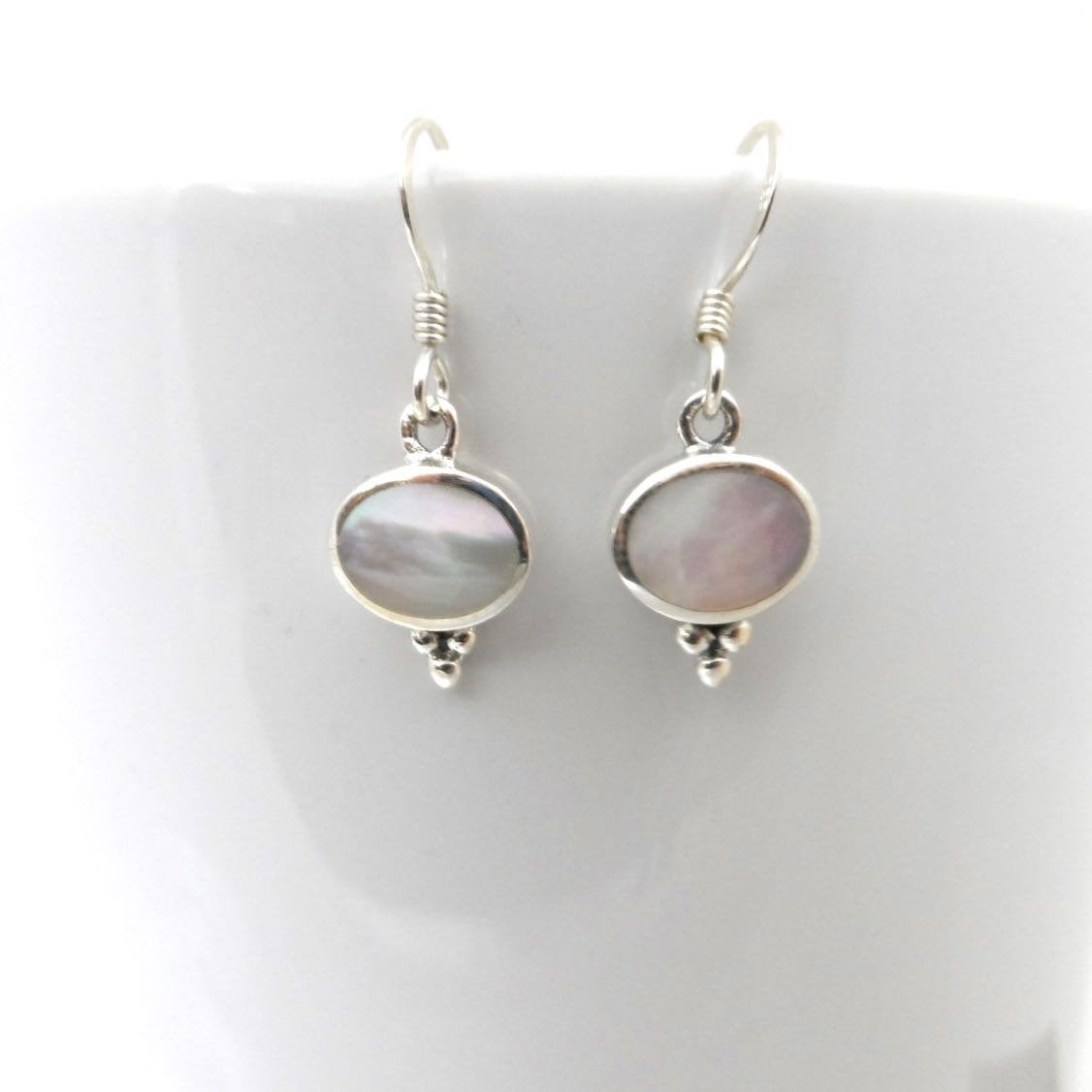 Mother of Pearl Sterling Silver Dangle Earrings