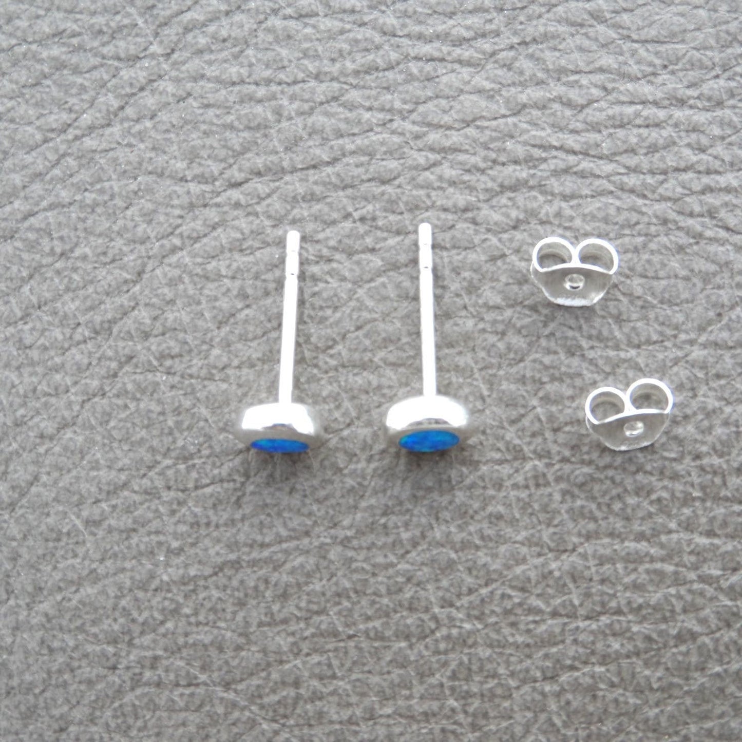 Opal Earrings in Sterling Silver-Blue Opal 5mm