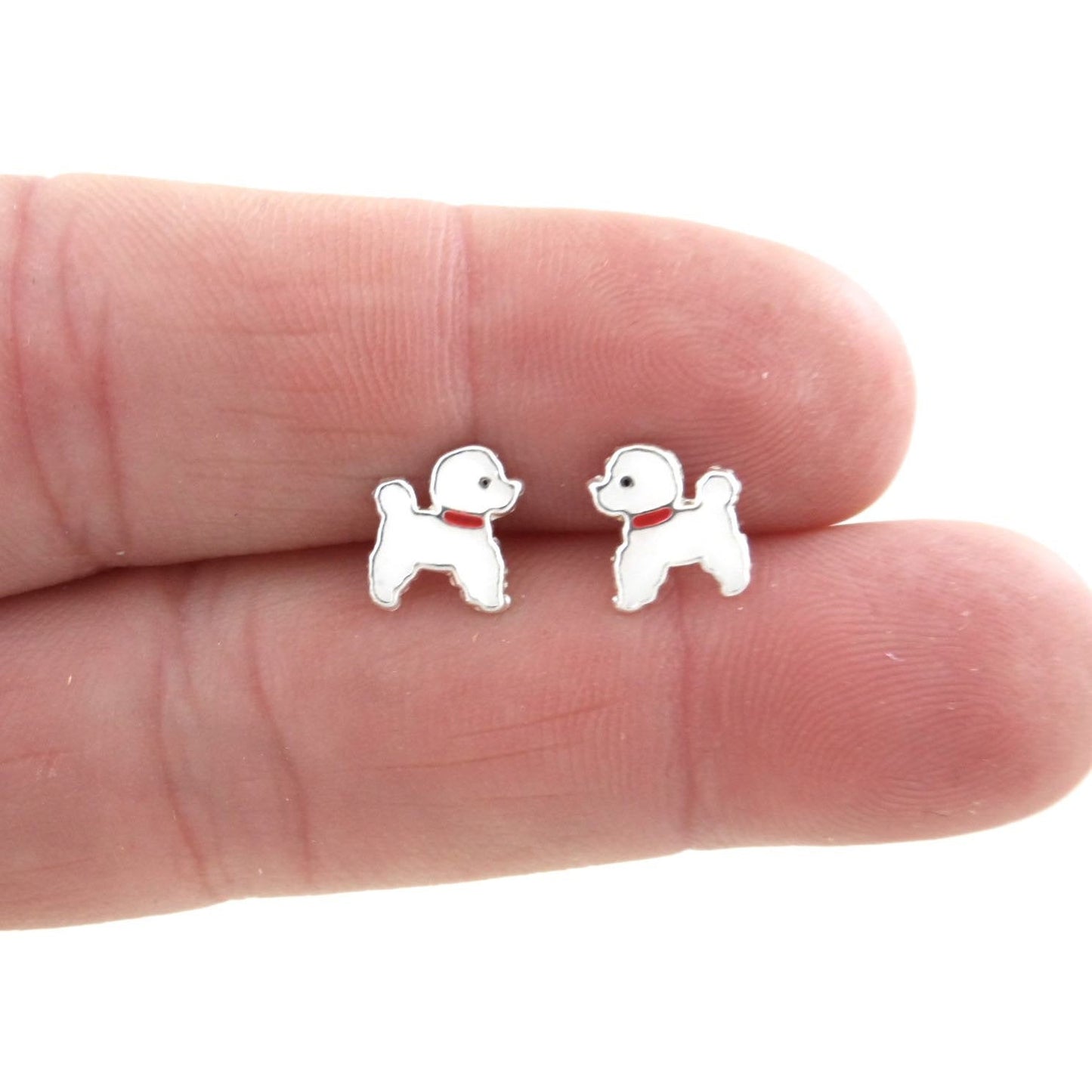 Poodle Dog Earrings in Sterling Silver