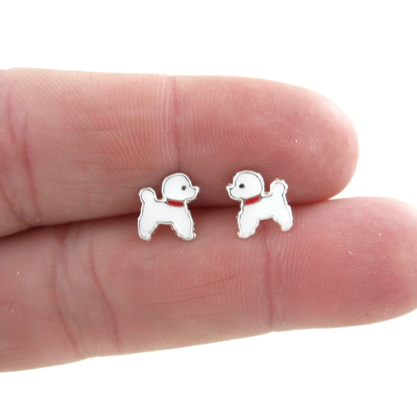 Poodle Dog Earrings in Sterling Silver